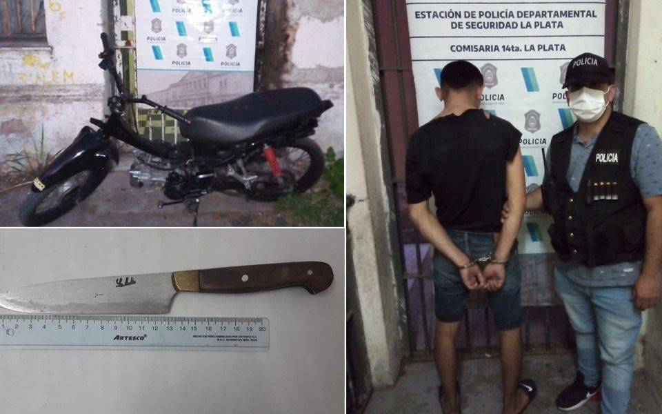 En una moto robada y amenazó a los policías con un cuchillo 