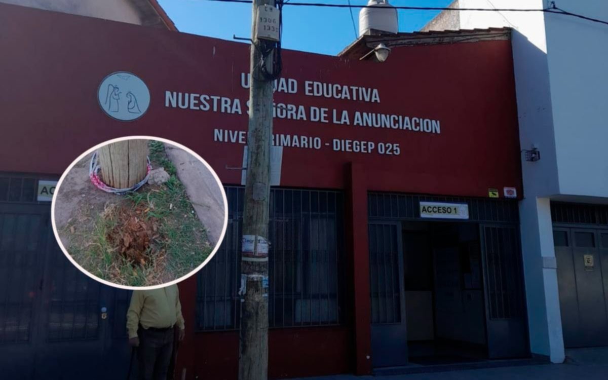 Frente a un colegio: sacaron un poste y lo dejaron ‘apoyado’ al ras de la tierra