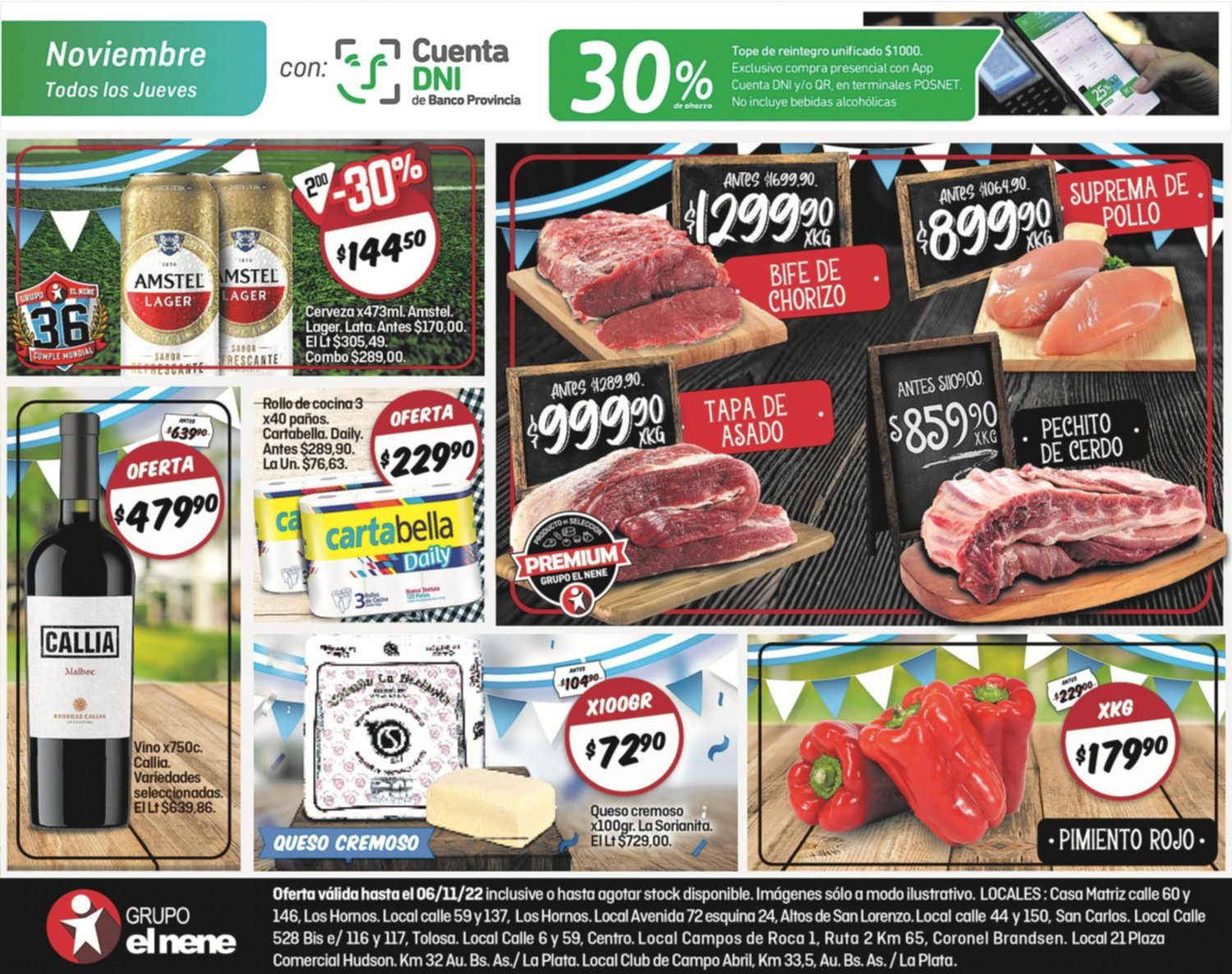 EL NENE. Todos los jueves de noviembre 30% de ahorro con cuenta DNI