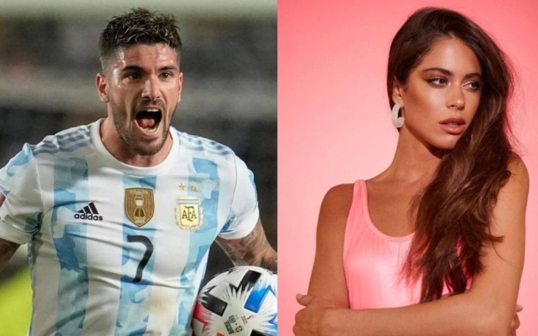 Enamorado hasta los huesos: el romántico detalle de De Paul con Tini en el partido de Argentina