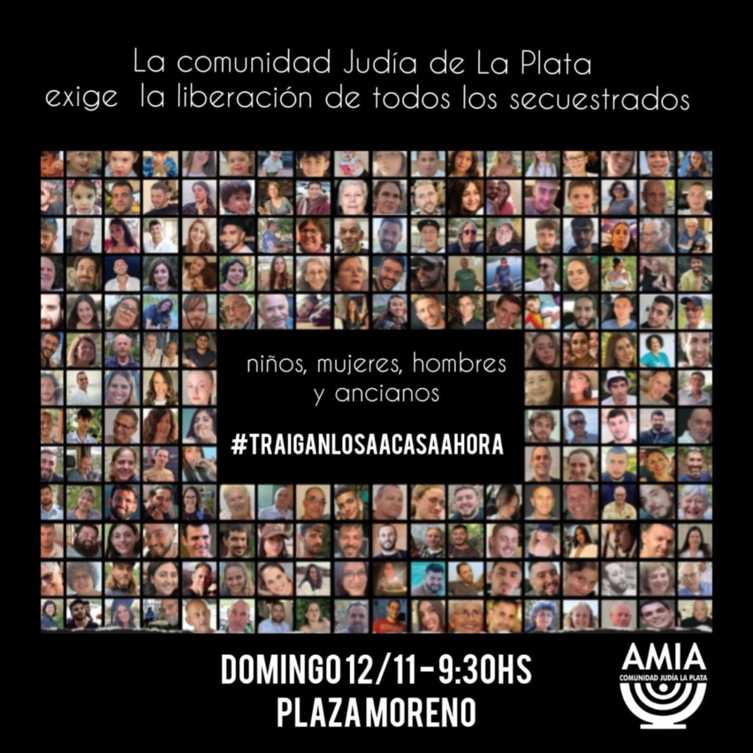 La Comunidad Judía de La Plata se movilizó en Plaza Moreno por la liberación de rehenes en Gaza