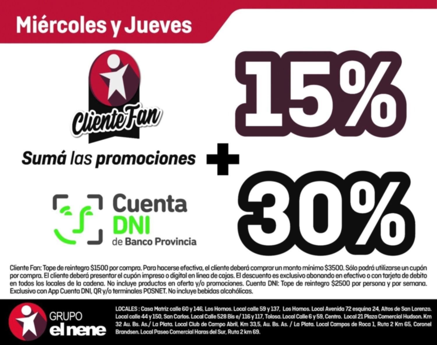 ¡Imperdible! Dos días de 45% de descuento en El Nene con Cuenta DNI + cliente fan