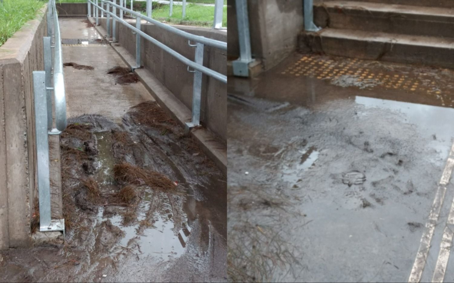 Tren universitario: rampa para discapacitados intransitable con cada lluvia