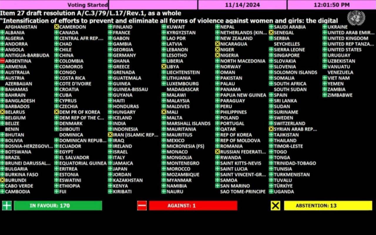 El PRO criticó al Gobierno por el voto en la ONU contra mujeres y niñas: "Argentina vota en soledad contra el resto de la humanidad"