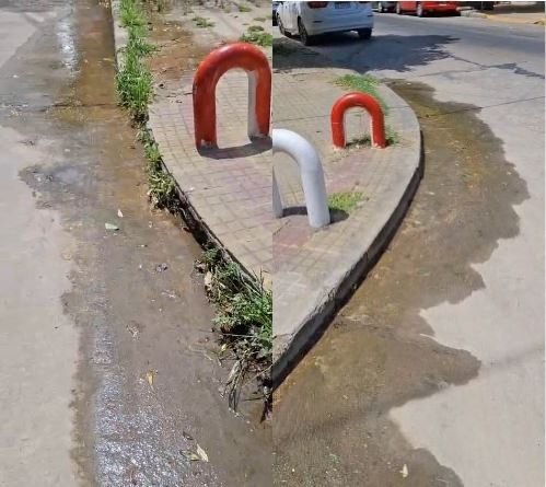 Pérdida de agua a metros un jardín de infantes en Barrio Norte