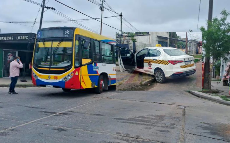 Impactante accidente en Berisso entre un taxi y un micro dejó un herido