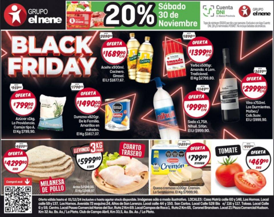 Black Friday este finde en El Nene más 20% de reintegro con Cuenta DNI