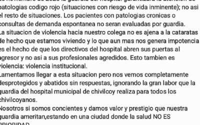 Chivilcoy: la guardia del Hospital acota la atención tras agresiones reiteradas