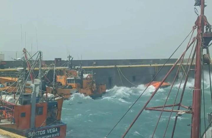 Un vendaval histórico dejó tres pesqueros hundidos en Santa Cruz