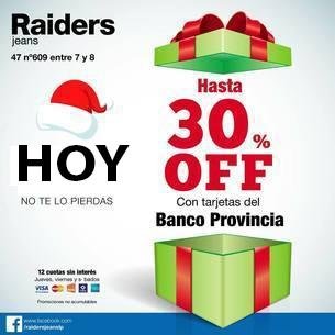 Promo imperdible en Raiders: 30% off con las tarjetas del Banco Provincia