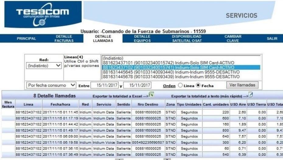 La Armada confirmó la existencia de 8 llamadas satelitales el día de la explosión