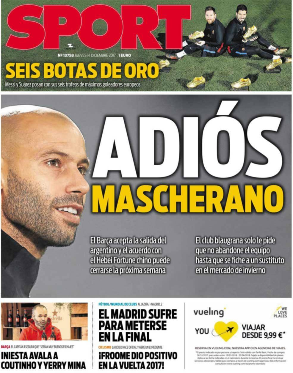 En Barcelona ya despiden a Mascherano