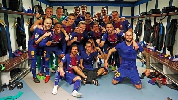 Un vestuario visitante muy feliz en el Bernabéu, que aprovechó y se mofó de CR7