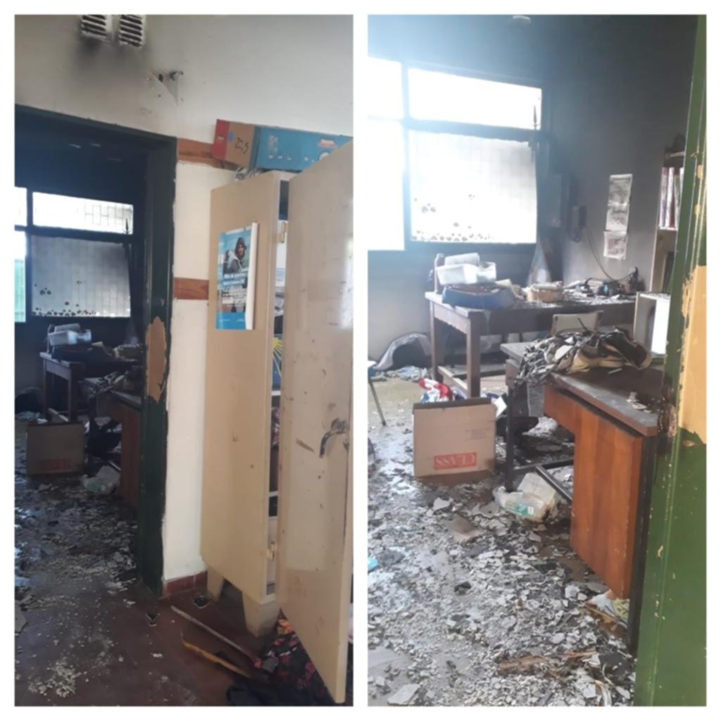 Fuego y destrozos en la Escuela Primaria 27: apuntan a un grupo de alumnos como responsables