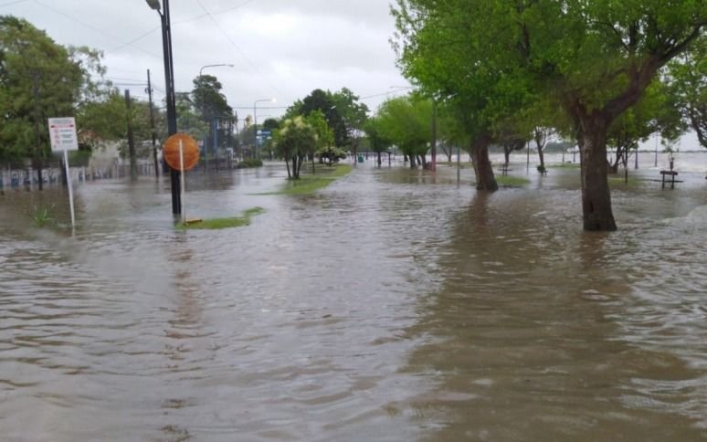 Subió el río y hay calles anegadas en la ribera