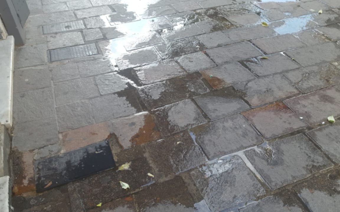 Tremenda pérdida de agua en plena  peatonal comercial de calle 8