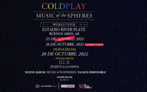 Volaron las entradas para ver a Coldplay en River: la banda agregó otros dos recitales
