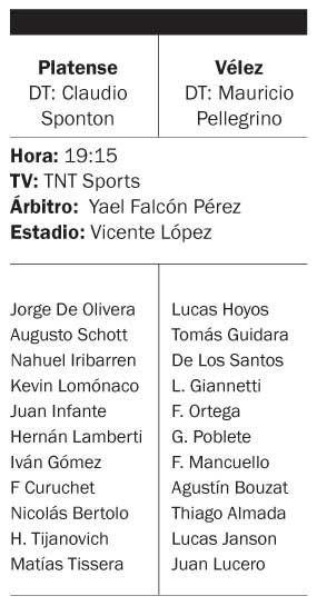 Platense-Vélez, para cumplir con la fecha