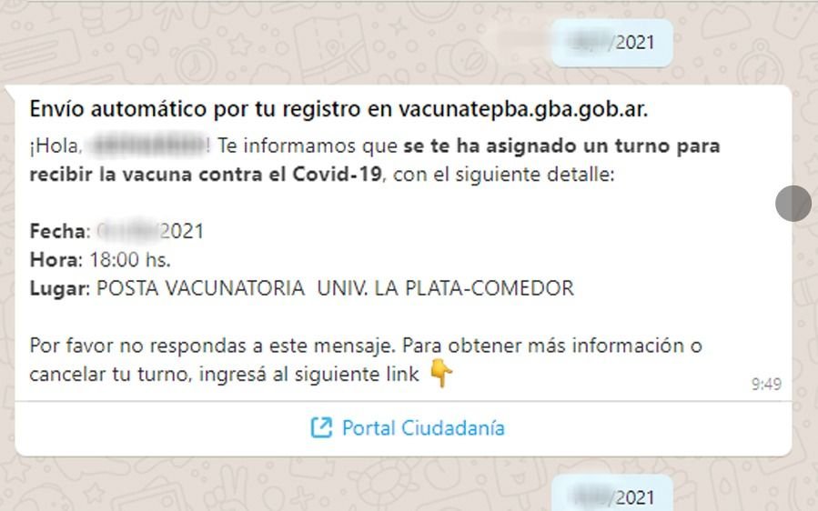 Provincia: alertan por intentos de estafas en Whatsapp de turnos de vacunación