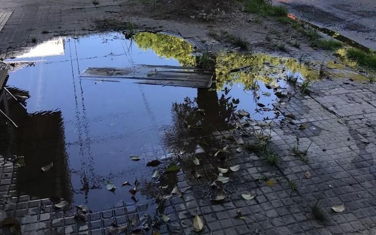 Brota el agua en una vereda de El Mondongo