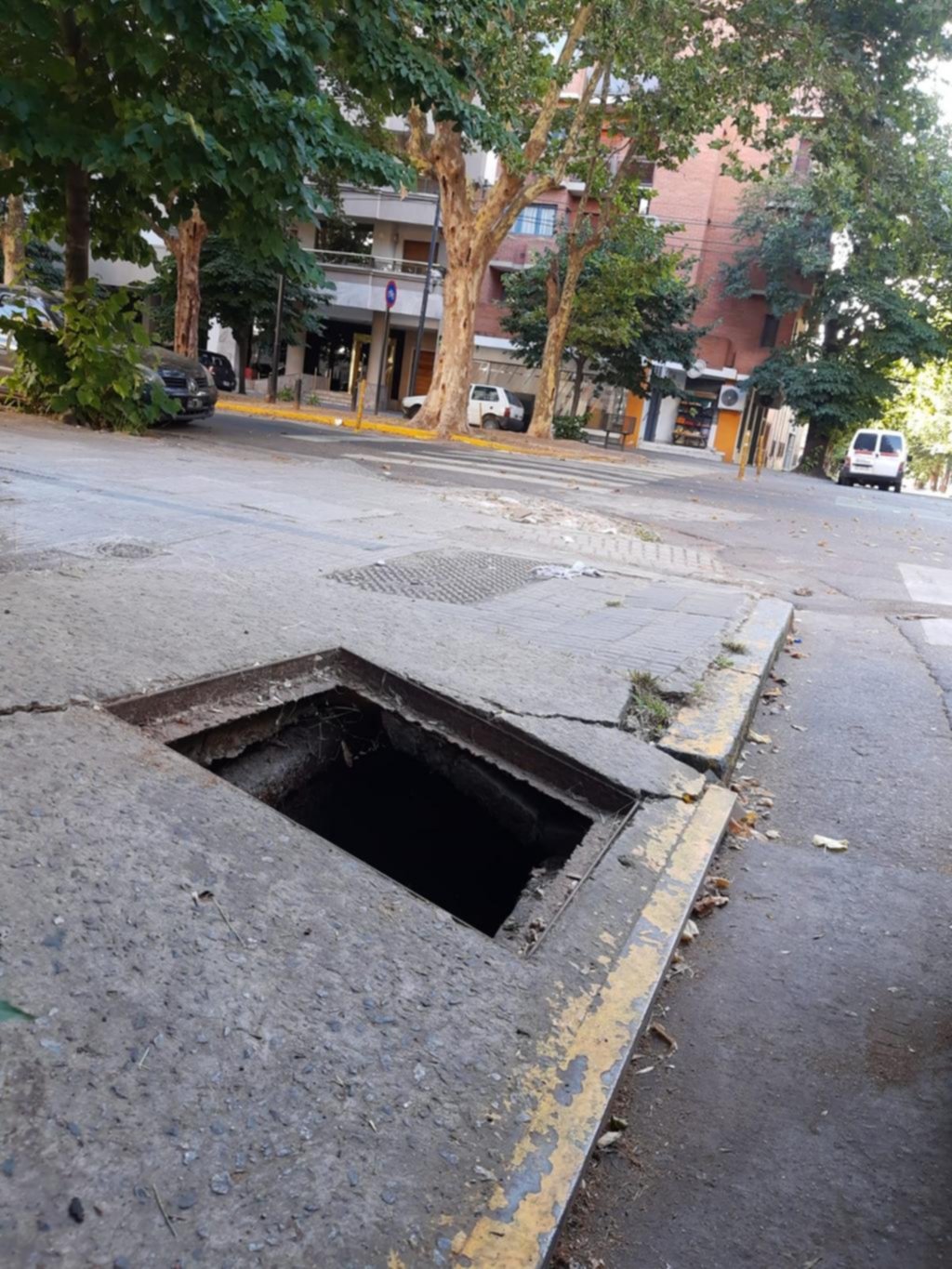 Queja por un desagüe pluvial sin tapa en 3 y 53