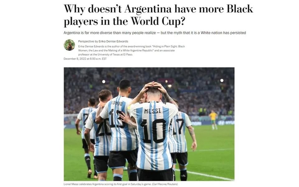 "¿Por qué Argentina no tiene jugadores negros en el Mundial?", se pregunta el Washington Post
