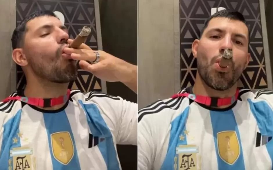 Habano y cerveza en el vestuario: El loco festejo del Kun Agüero, el "jugador 27" del plantel