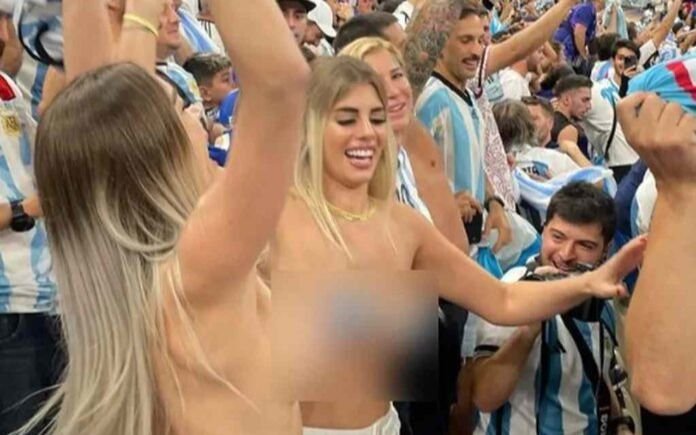 Se volvió viral quilmeña que hizo topless en la final de Qatar