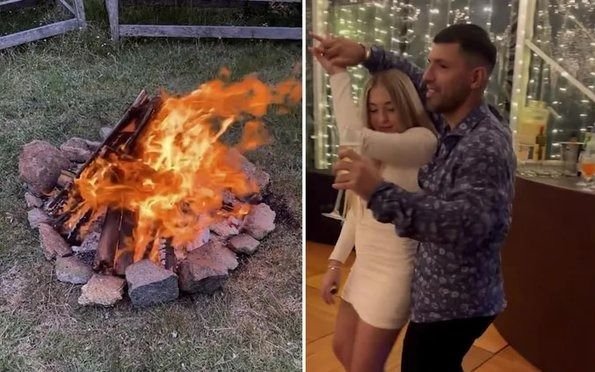A la vuelta de Qatar, el "Kun" Agüero armó su fiesta con asado, champagne y mucha cumbia