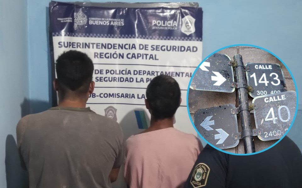 Cayeron "Los Perdidos": robaron poste con carteles nomencladores en La Plata