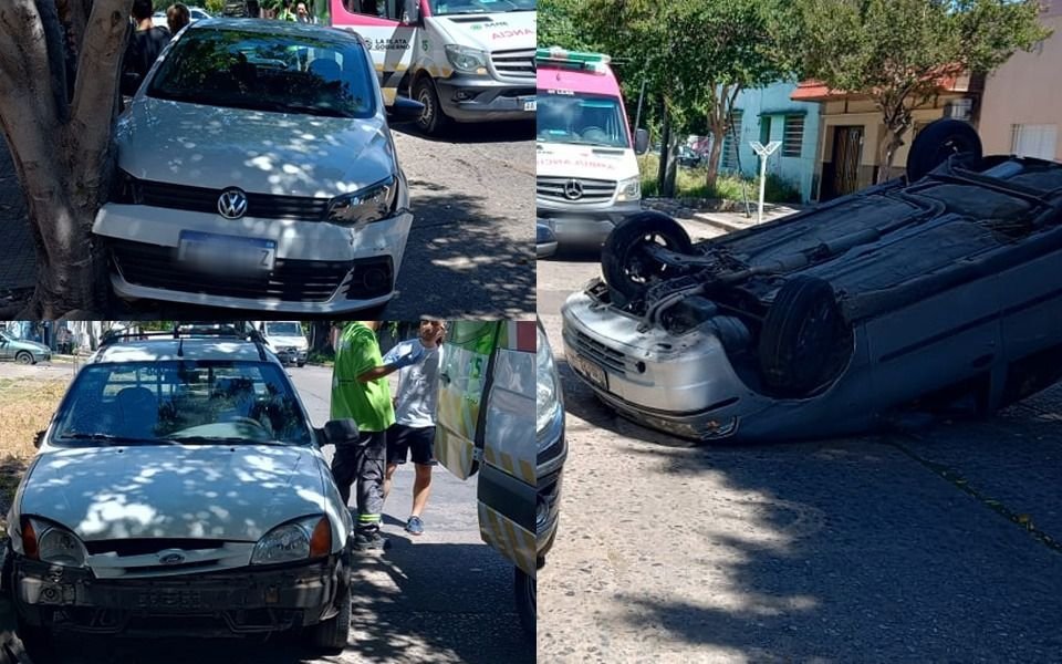 Choque, vuelco y cuatro autos involucrados en La Plata
