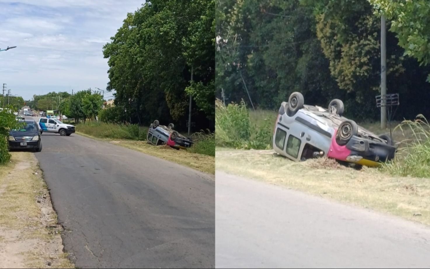 Espectacular choque y vuelco de una camioneta municipal en La Plata