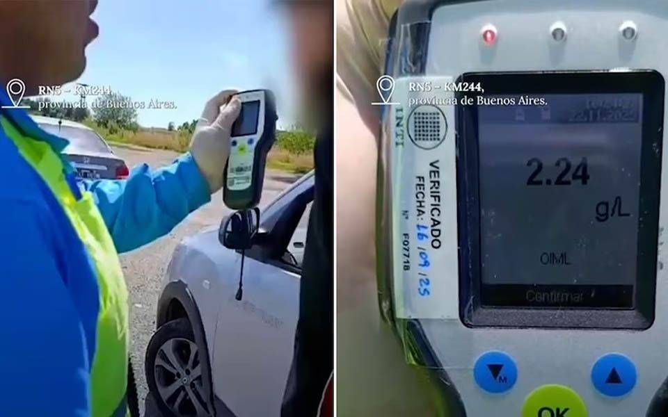 Manejaba con 2,24 de alcohol en sangre en la Ruta 5: "No tuvimos una noche buena", la insólita excusa