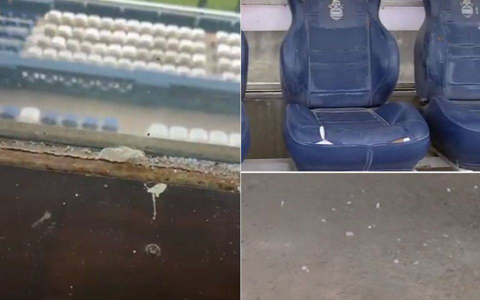 En la previa del clásico platense, las cabinas y el banco de Estudiantes aparecieron con sal