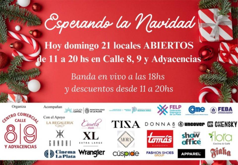 Esperando la Navidad: locales del centro platense abiertos este domingo con descuentos y shows en vivo