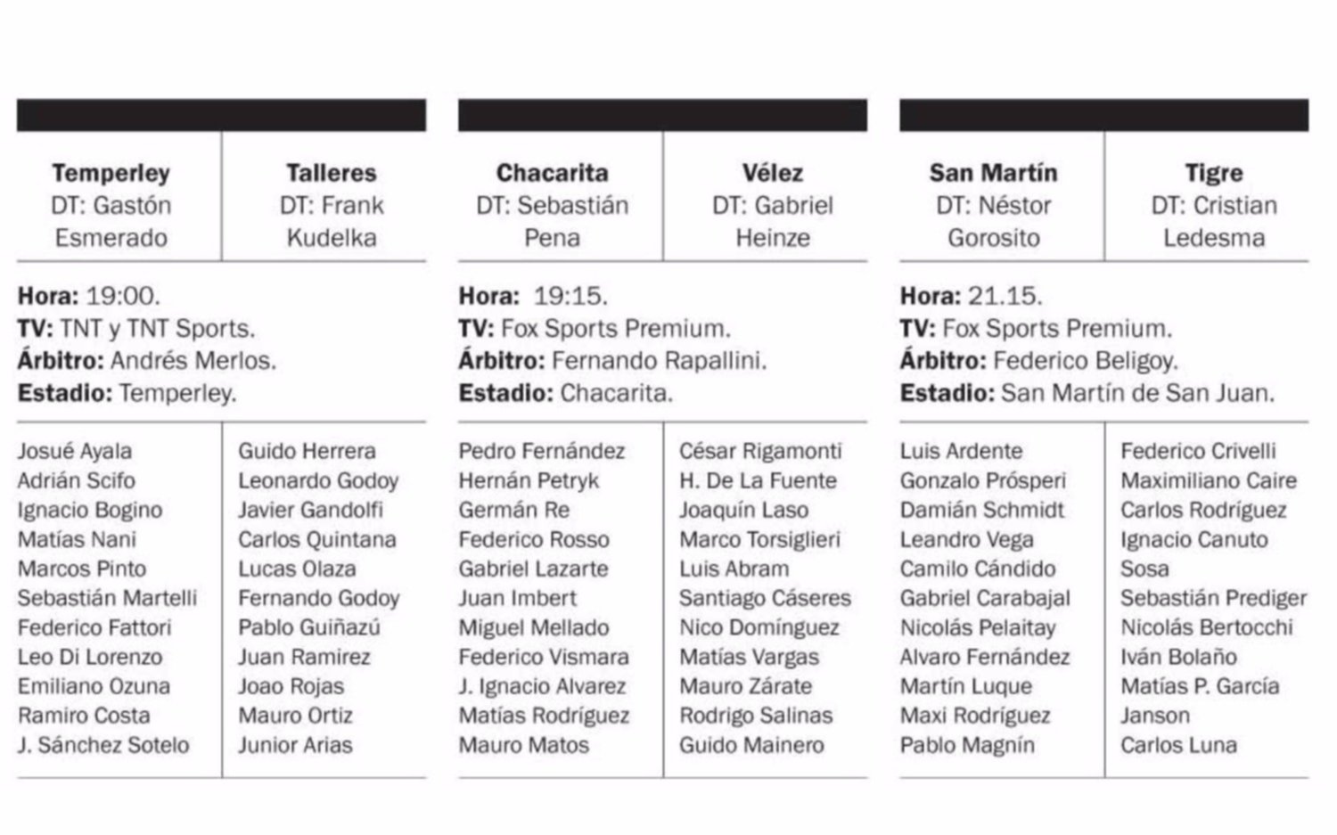 Tres para cerrar la fecha