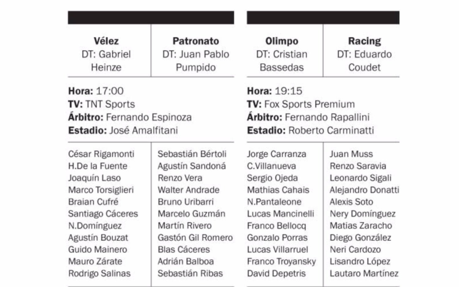 También habrá fútbol en Liniers y Bahía Blanca