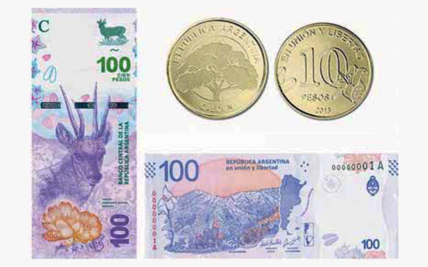 Un nuevo billete de cien pesos y lanzan la moneda de $10