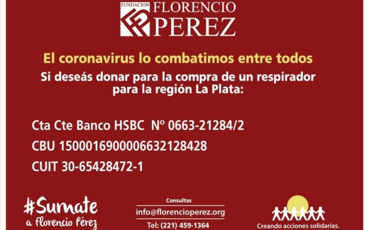 Sigue creciendo la colecta de la Fundación Florencio Pérez para ayudar a los hospitales