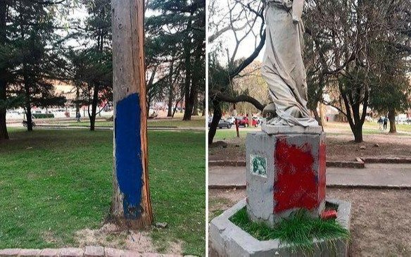 La Ciudad otra vez lastimada por pintadas y bataholas entre hinchas de fútbol