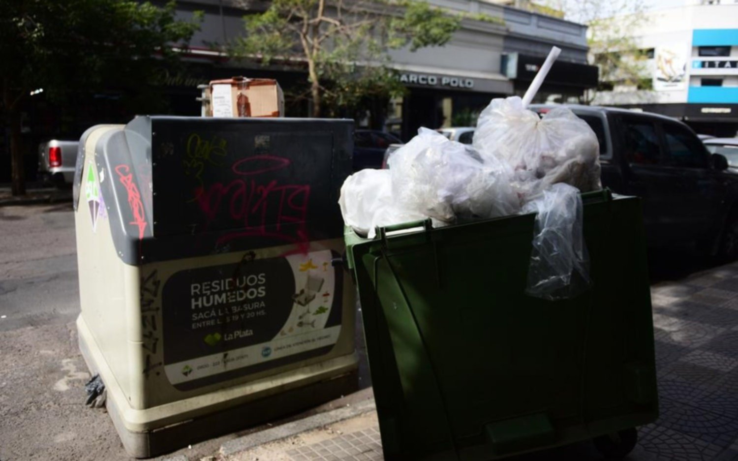 La ubicación de los contenedores para la basura