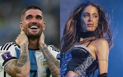 Relojes y botines unen a Rodrigo De Paul y Tini Stoessel