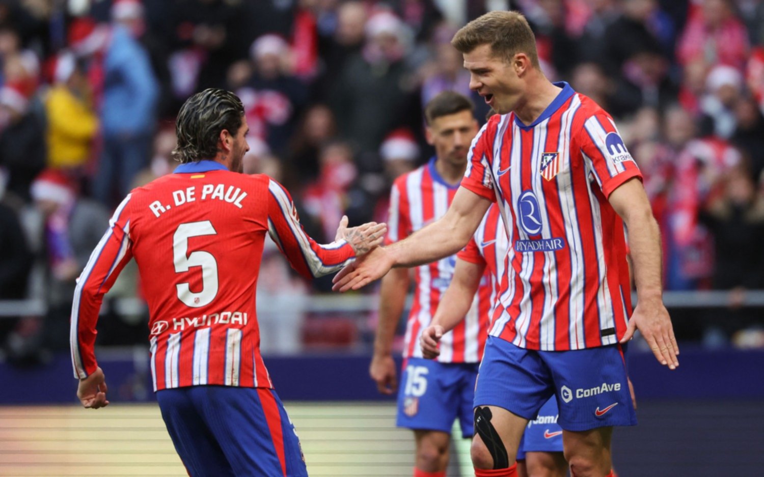 Con cuatro argentinos en cancha, el Atlético Madrid volvió a ganar y llegó a lo más alto